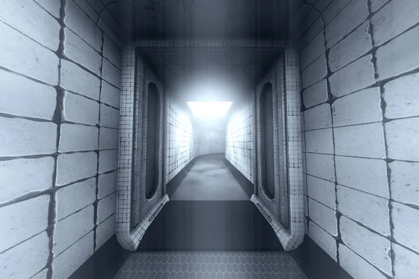 Spooky Haunted Lunatic Hospital Corridor Illustration — Stock Photo, Image