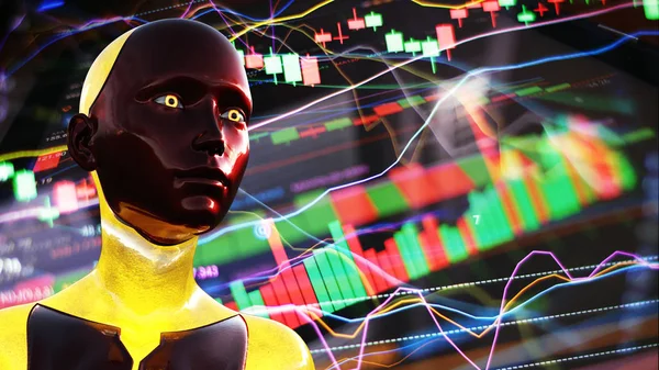 Mesterséges Intelligencia Algoritmus Trading Stock Market Illusztráció — Stock Fotó