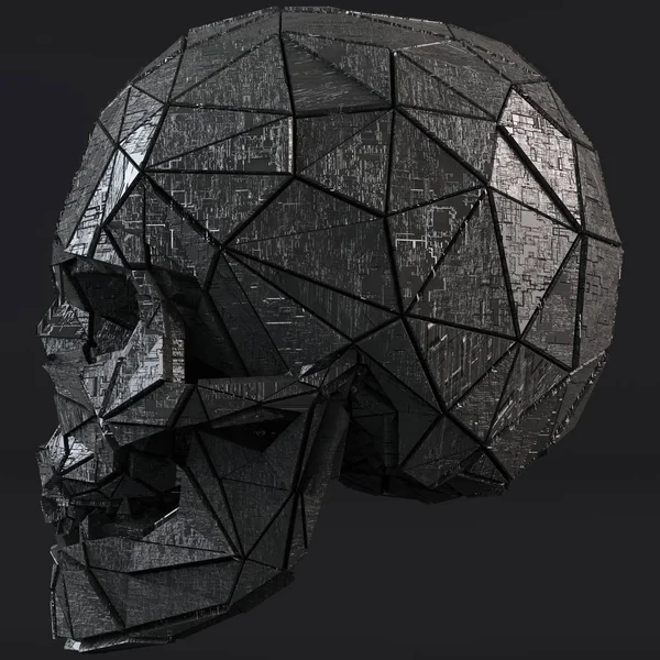 Bilim Kurgu Fantasy Fütüristik İnsan Kafatası 3d İllüstrasyon