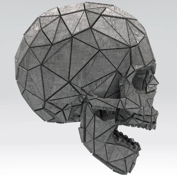 Bilim Kurgu Fantasy Fütüristik İnsan Kafatası 3d İllüstrasyon