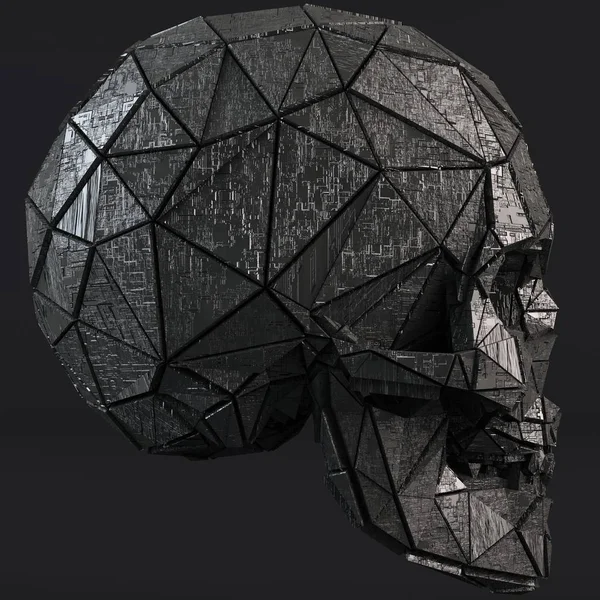 Bilim Kurgu Fantasy Fütüristik İnsan Kafatası 3d İllüstrasyon