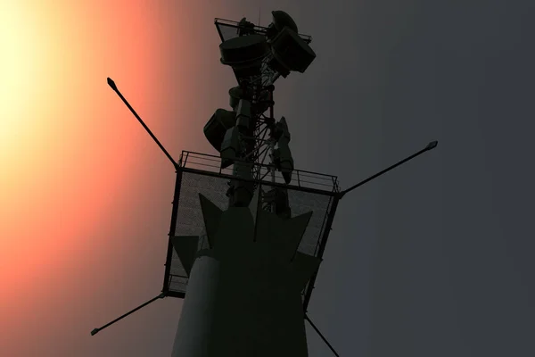 Telekommunikationsturm Bei Sonnenuntergang Illustration — Stockfoto