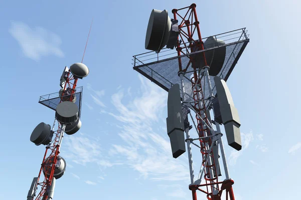 Tour Télécommunication Sous Ciel Bleu Illustration — Photo