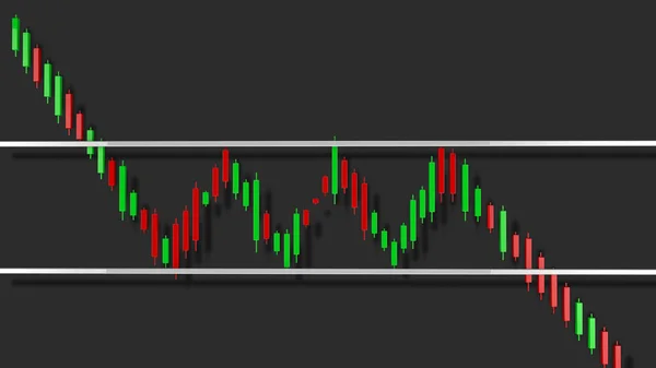 Bearish Rectangle Stock Chart Pattern 3D Illustration