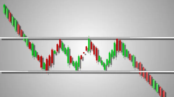 Bearish Rectangle Stock Chart Pattern 3D Illustration