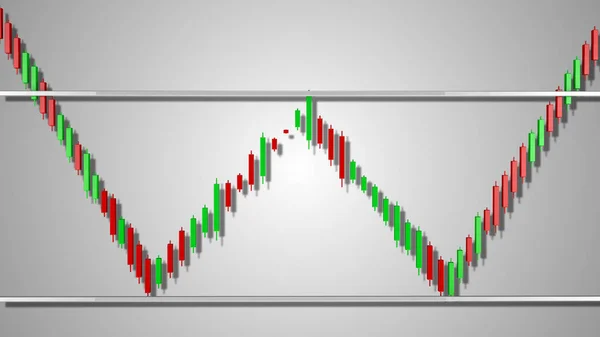 Double Bottom Stock Chart Pattern 3D Illustration