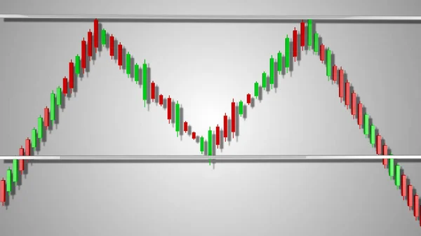 Dupla Top Stock Chart Minta Illusztráció — Stock Fotó