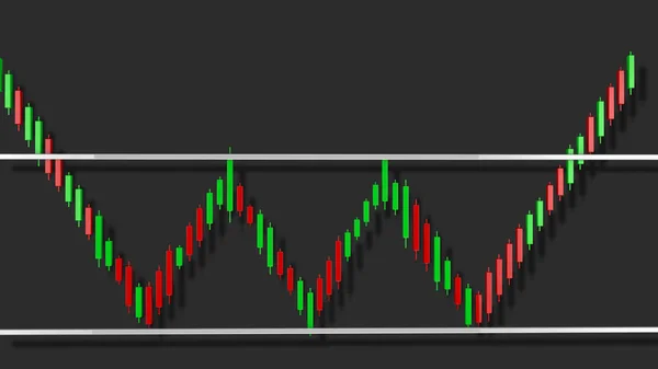 Triple Bottom Stock Chart Pattern 3D Illustration