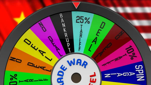 US China Trade War Fortune Wheel 3D Illustration