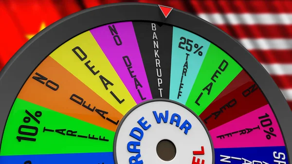 US China Trade War Fortune Wheel 3D Illustration