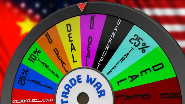 US China Trade War Fortune Wheel 3D Illustration