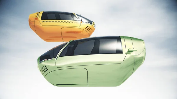 未来自主电动汽车3D说明 — 图库照片