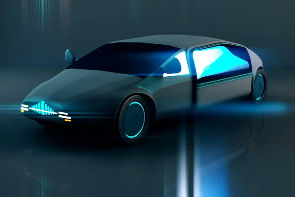 Autonomus Electric Vehicle Concept Design Illustrazione Foto Stock Royalty Free