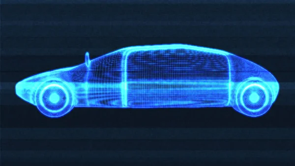 Autonomous Electric Vehicle Wireframe Design Concept Illustration — Stock Photo, Image