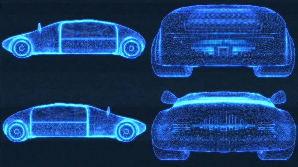 Autonóm Elektromos Jármű Wireframe Design Concept Illusztráció Stock Kép