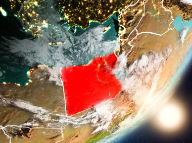 Mısır'dan son derece detaylı yüzey dokuları ve görünür ülke sınırları ile alan. 3D çizim. Nasa tarafından döşenmiş bu görüntü unsurları.