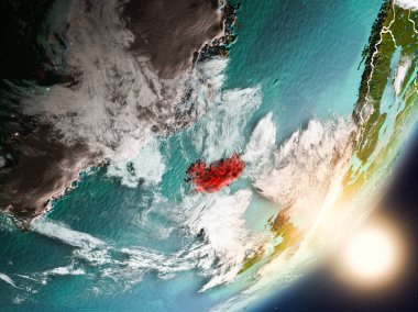 İzlanda'dan son derece detaylı yüzey dokuları ve görünür ülke sınırları ile alan. 3D çizim. Nasa tarafından döşenmiş bu görüntü unsurları.
