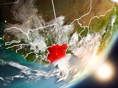 Fildişi Sahili ile son derece detaylı yüzey dokuları ve görünür ülke sınırları uzaydan. 3D çizim. Nasa tarafından döşenmiş bu görüntü unsurları.