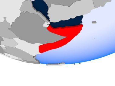 3d modeli şeffaf okyanuslar ile siyasi dünya bir Somali. 3D çizim.