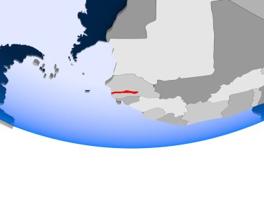 Gambiya 3d modeli şeffaf okyanuslar ile siyasi dünya bir. 3D çizim.
