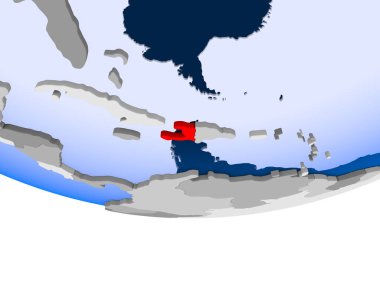 3d modeli şeffaf okyanuslar ile siyasi dünya bir Haiti. 3D çizim.
