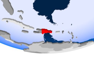 3d modeli şeffaf okyanuslar ile siyasi dünya bir Dominik Cumhuriyeti. 3D çizim.