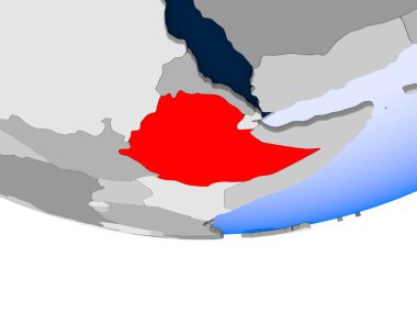 3d modeli şeffaf okyanuslar ile siyasi dünya bir Etiyopya. 3D çizim.