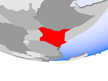 3d modeli şeffaf okyanuslar ile siyasi dünya bir Kenya. 3D çizim.