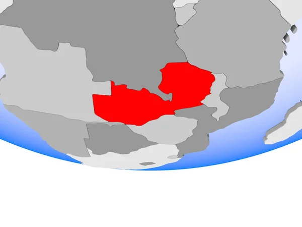 Zâmbia Modelo Globo Político Com Oceanos Transparentes Ilustração — Fotografia de Stock