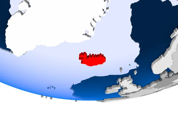 Islandia Model Globus Polityczny Przezroczystym Oceanów Ilustracja — Zdjęcie stockowe