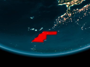 Batı Sahra gece Planet Earth kırmızı vurgulanır. 3D çizim. Nasa tarafından döşenmiş bu görüntü unsurları.
