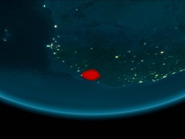 Sierra Leone gece Planet Earth kırmızı vurgulanır. 3D çizim. Nasa tarafından döşenmiş bu görüntü unsurları.
