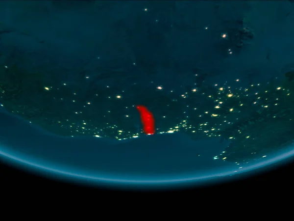 Togo Nocą Podświetlone Czerwono Planecie Ziemi Ilustracja Elementy Tego Obrazu — Zdjęcie stockowe