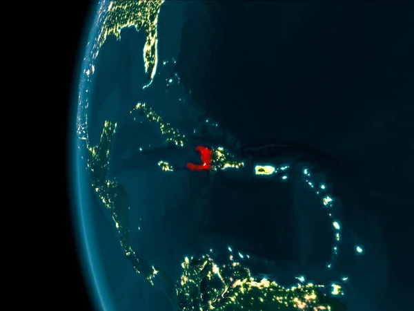 Haiti Orbity Planety Ziemi Nocy Bardzo Szczegółowe Tekstury Powierzchni Ilustracja — Zdjęcie stockowe