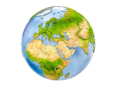 Lübnan modeli dünya bir kırmızı vurgulanır. 3d illüstrasyon izole beyaz arka plan üzerinde. Nasa tarafından döşenmiş bu görüntü unsurları.