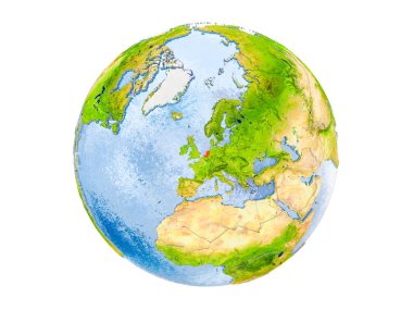 Hollanda modeli dünya bir kırmızı vurgulanır. 3d illüstrasyon izole beyaz arka plan üzerinde. Nasa tarafından döşenmiş bu görüntü unsurları.