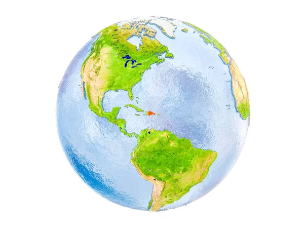 Dominikana Zaznaczone Czerwono Modelu Ziemi Ilustracja Białym Tle Elementy Tego — Zdjęcie stockowe