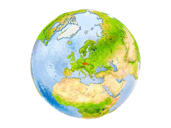 Çek Cumhuriyeti Modeli Dünya Bir Kırmızı Vurgulanır Illüstrasyon Izole Beyaz — Stok fotoğraf