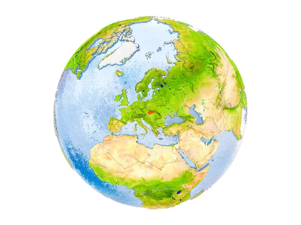 Slovensko Zvýrazněny Červeně Model Země Ilustrace Izolované Bílém Pozadí Prvky — Stock fotografie