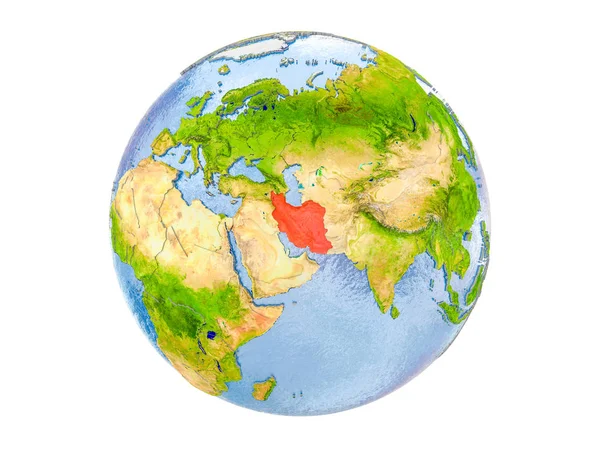 Irã Destacado Vermelho Modelo Terra Ilustração Isolada Sobre Fundo Branco — Fotografia de Stock