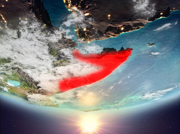日の出の雲と地球の赤で強調表示されます中にソマリア イラスト Nasa から提供されたこのイメージの要素 — ストック写真