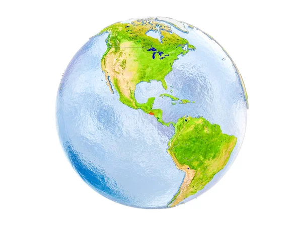Ель Сальвадор Виділено Червоним Кольором Моделі Землі Ілюстрація Ізольовані Білому — стокове фото