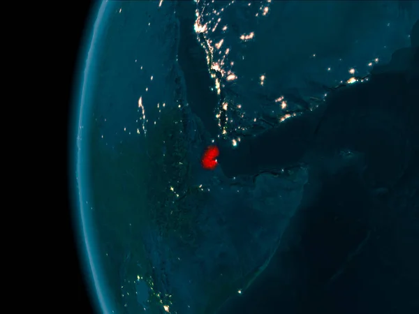 Dżibuti Orbity Planety Ziemi Nocy Bardzo Szczegółowe Tekstury Powierzchni Ilustracja — Zdjęcie stockowe