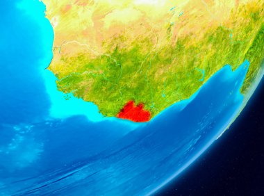 Gezegeni uzaydan görüldüğü gibi Liberya Haritası. 3D çizim. Nasa tarafından döşenmiş bu görüntü unsurları.
