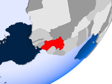 şeffaf okyanuslar ile siyasi dünya üzerinde 3D render, Gine. 3D çizim.