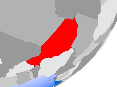 şeffaf okyanuslar ile siyasi dünya üzerinde 3D render Nijer. 3D çizim.