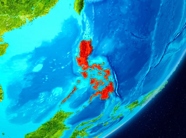 Carte Des Philippines Vue Espace Sur Planète Terre Illustration Éléments — Photo