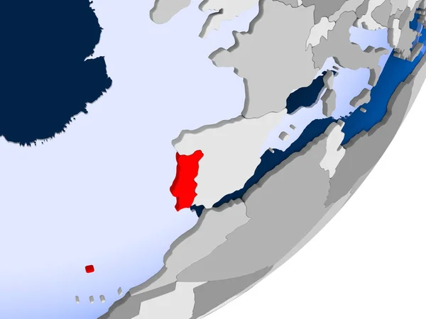 Tehdä Portugalin Poliittisella Maapallolla Läpinäkyviä Valtameriä Kuva — kuvapankkivalokuva