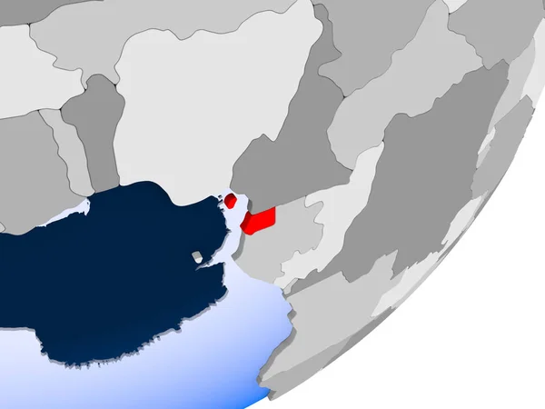 Renderização Guiné Equatorial Globo Político Com Oceanos Transparentes Ilustração — Fotografia de Stock