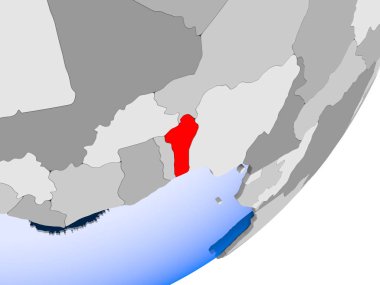 Benin 3D render şeffaf okyanuslar ile siyasi dünya üzerinde. 3D çizim.